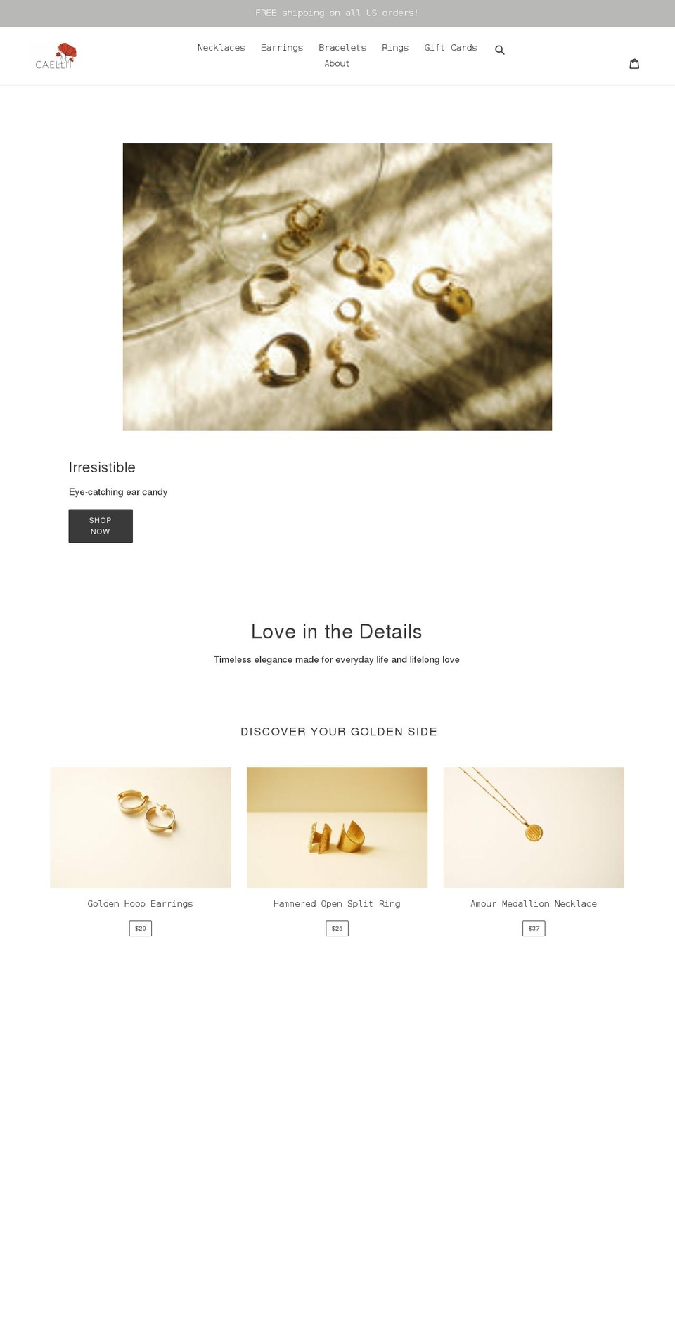 caellii.com shopify website screenshot