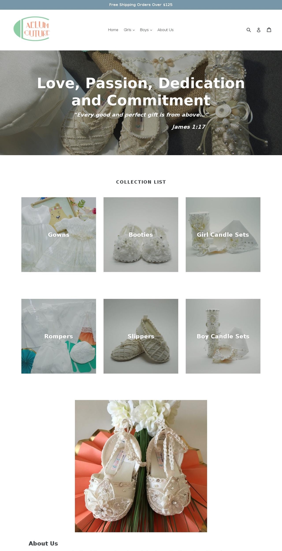 caelumcouture.com — Shopify storefront screenshot