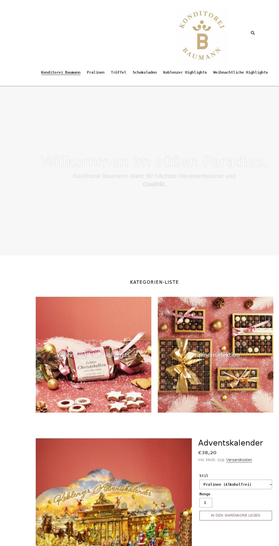 cafe-baumann.myshopify.com shopify website screenshot