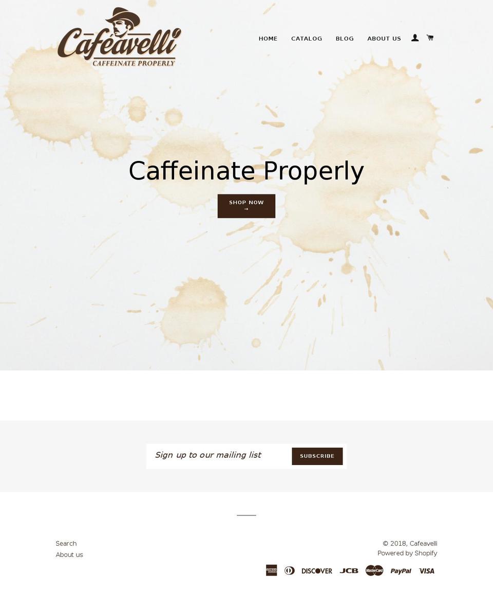 cafeavelli.com — Shopify storefront screenshot