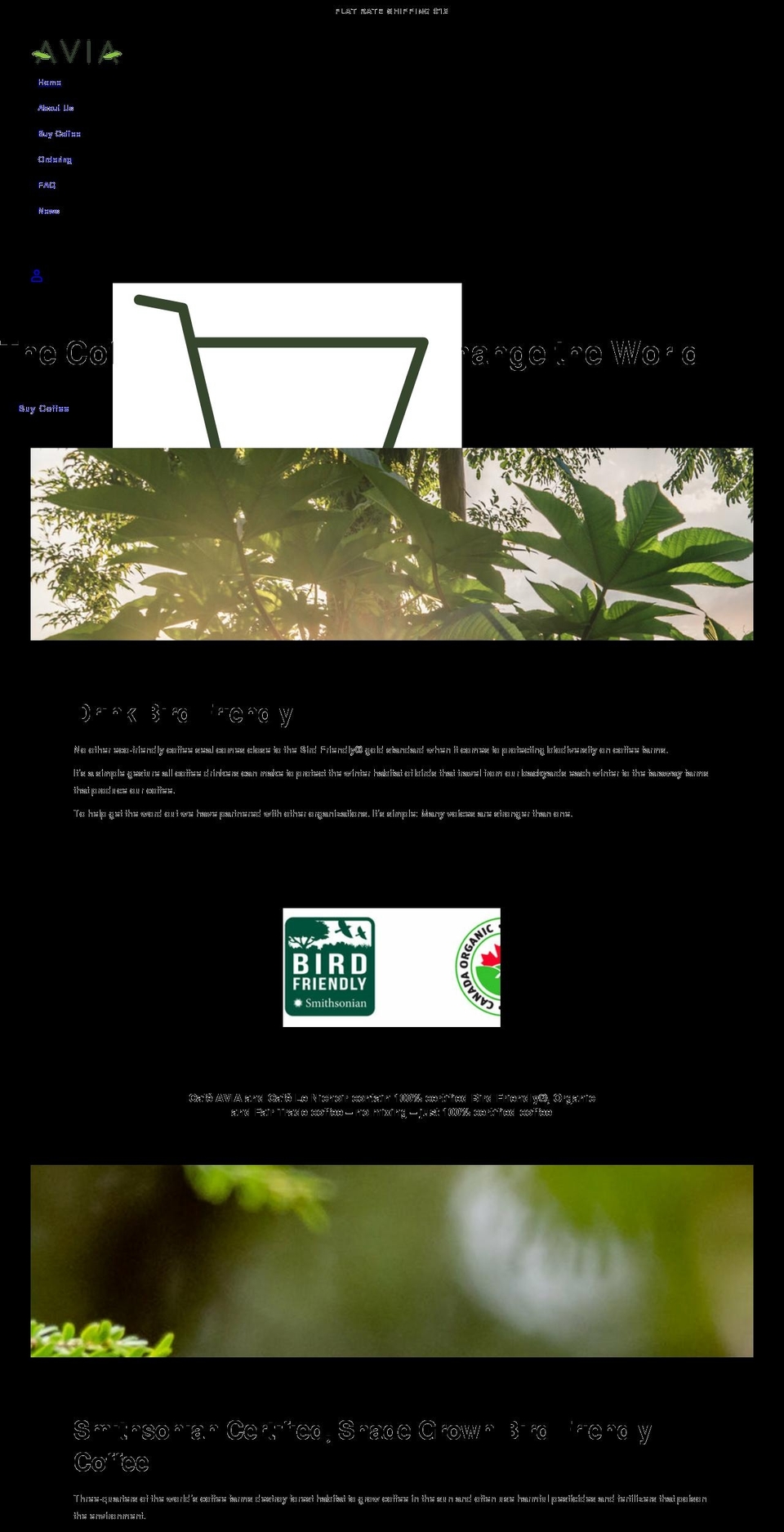 cafebirdfriendly.org shopify website screenshot