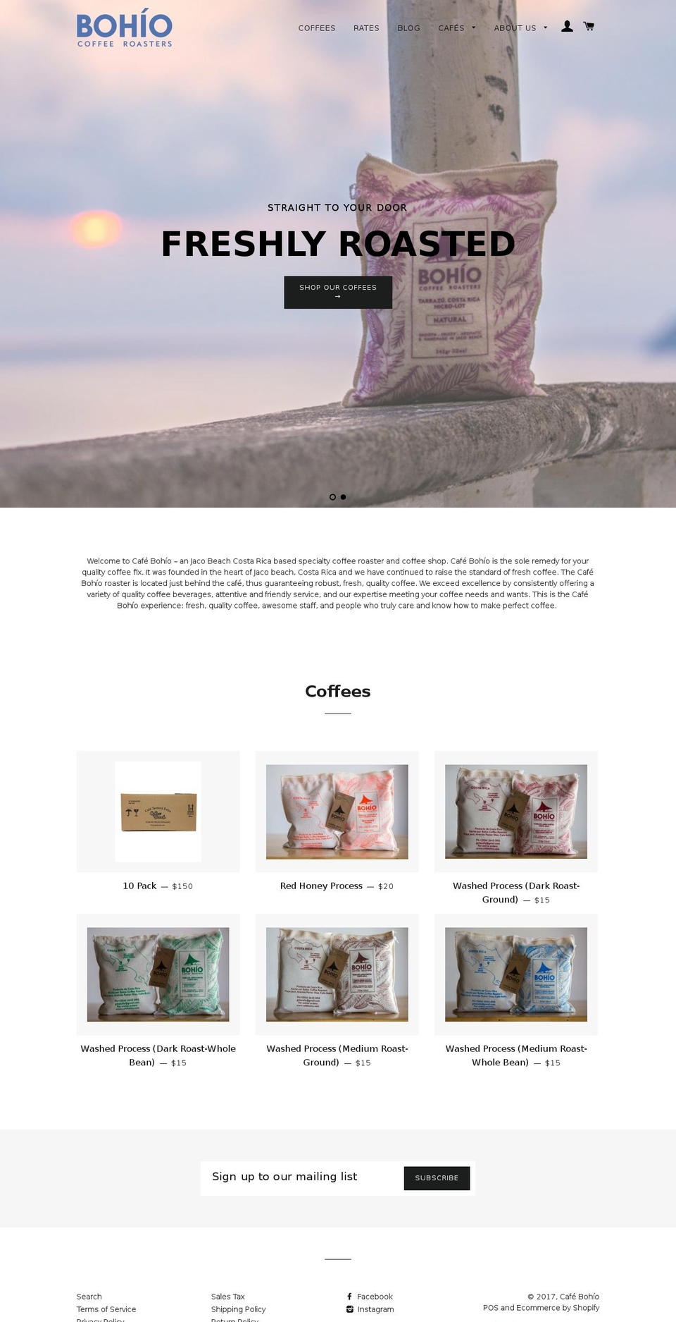 cafebohio.com shopify website screenshot