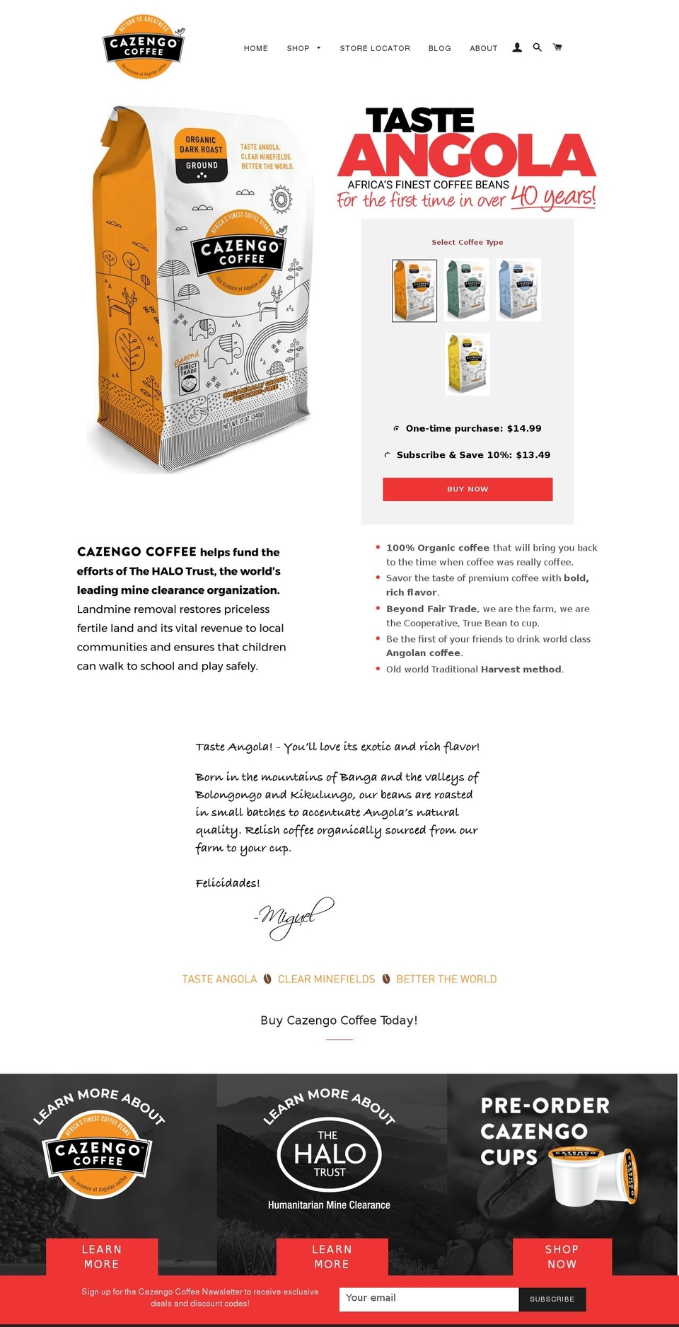 cafecazengo.us shopify website screenshot