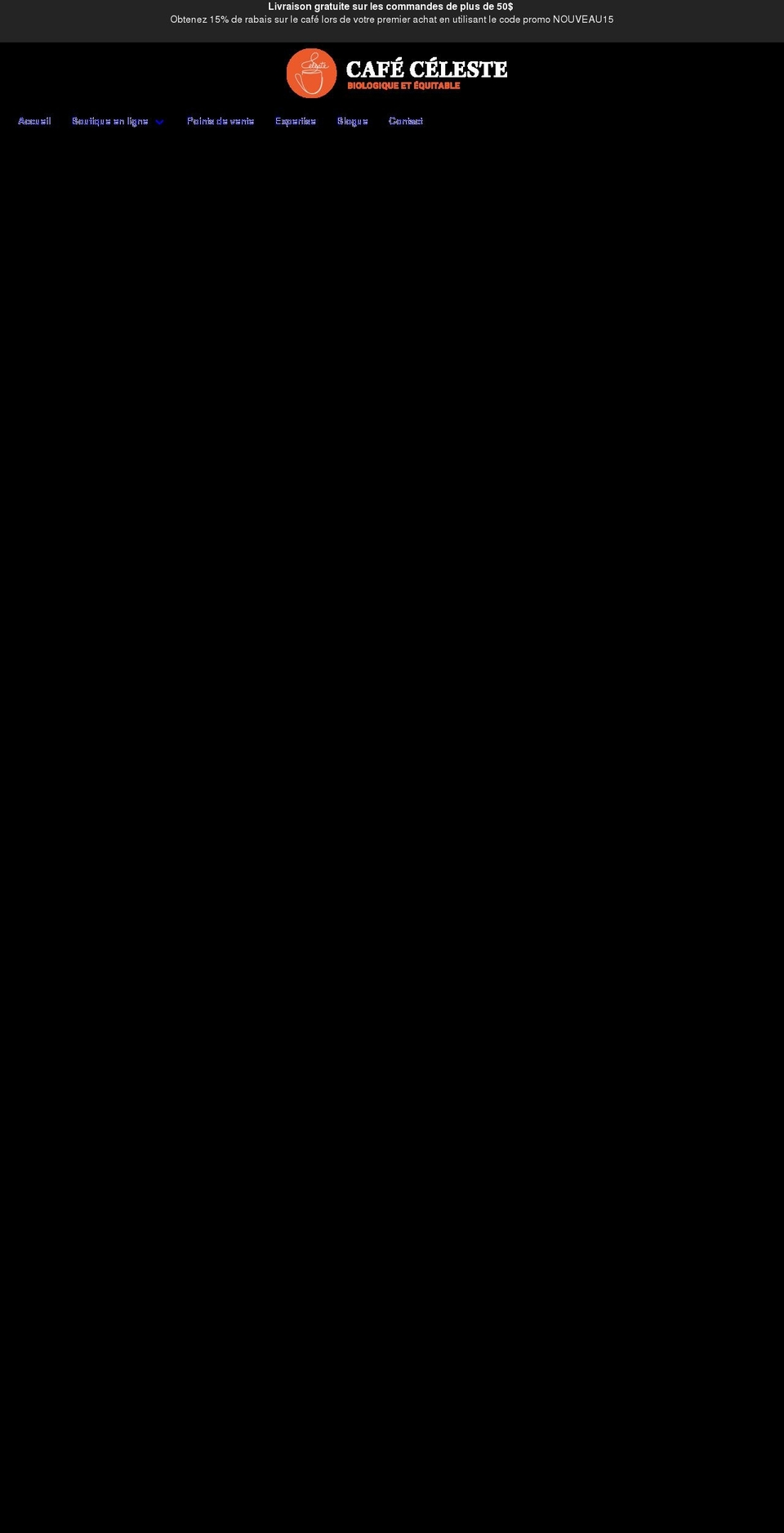 cafecelestecoffee.com shopify website screenshot