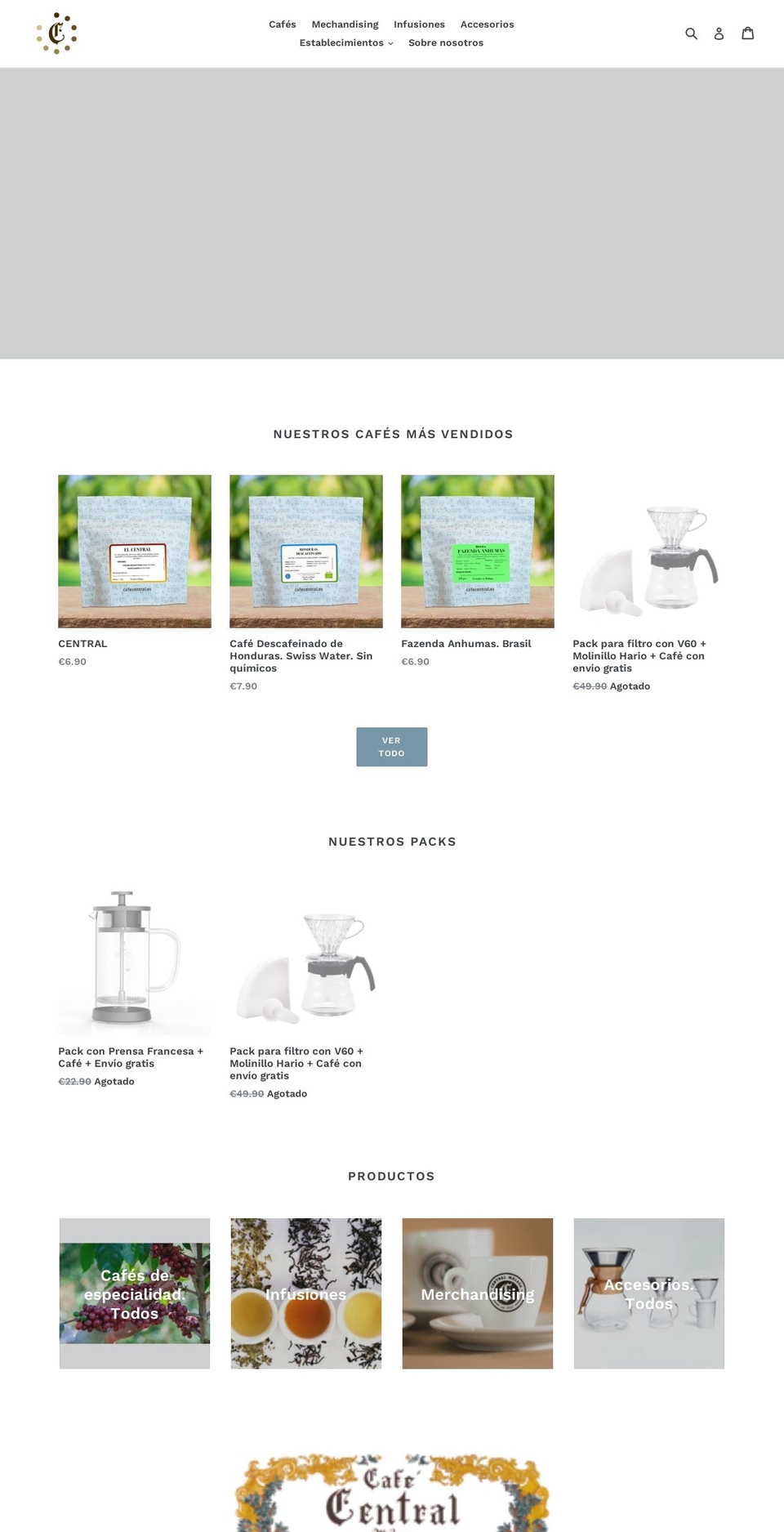 cafecentral.es shopify website screenshot