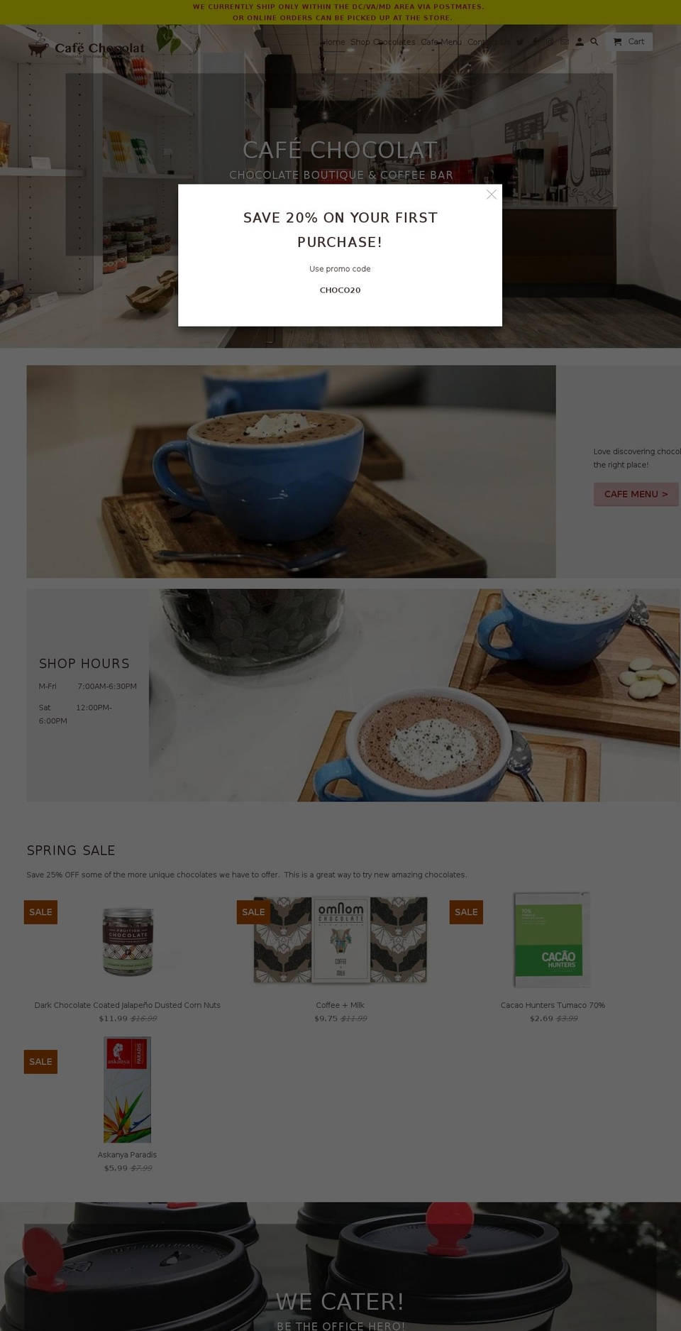 cafechocolatdc.com — Shopify storefront screenshot