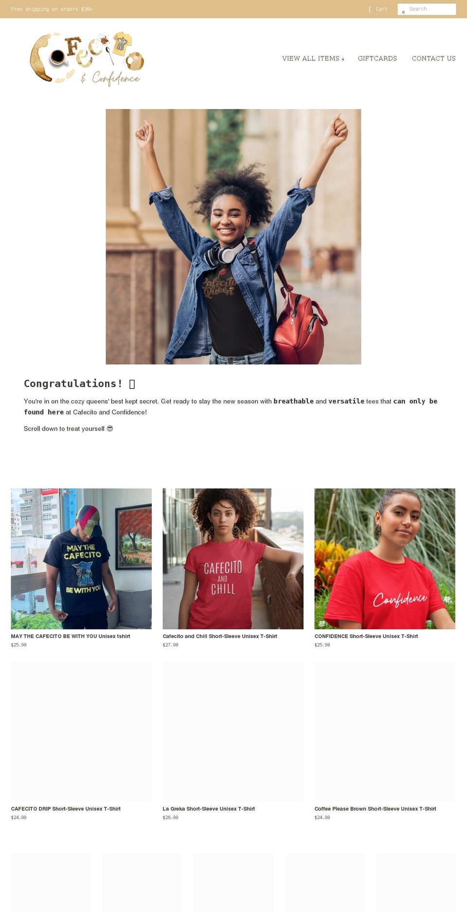 cafecitoandconfidence.com shopify website screenshot