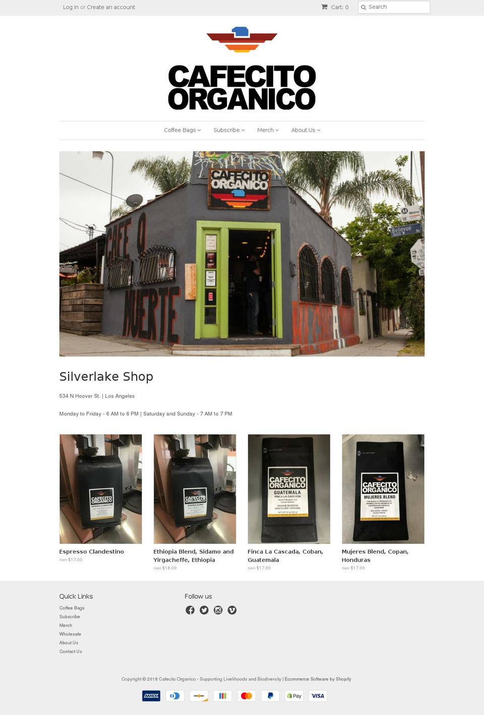 cafecitoorganico.com shopify website screenshot