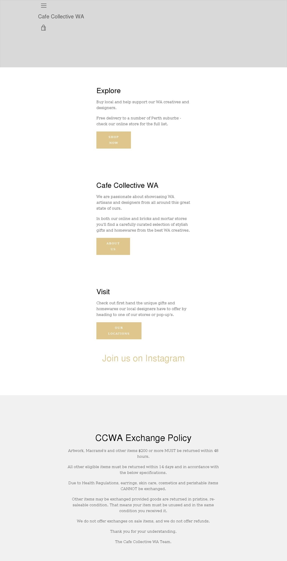 cafecollectivewa.com.au shopify website screenshot