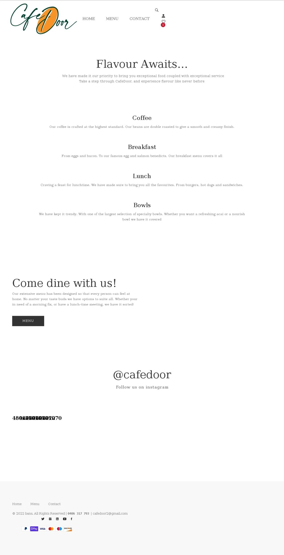 cafedoor.net shopify website screenshot