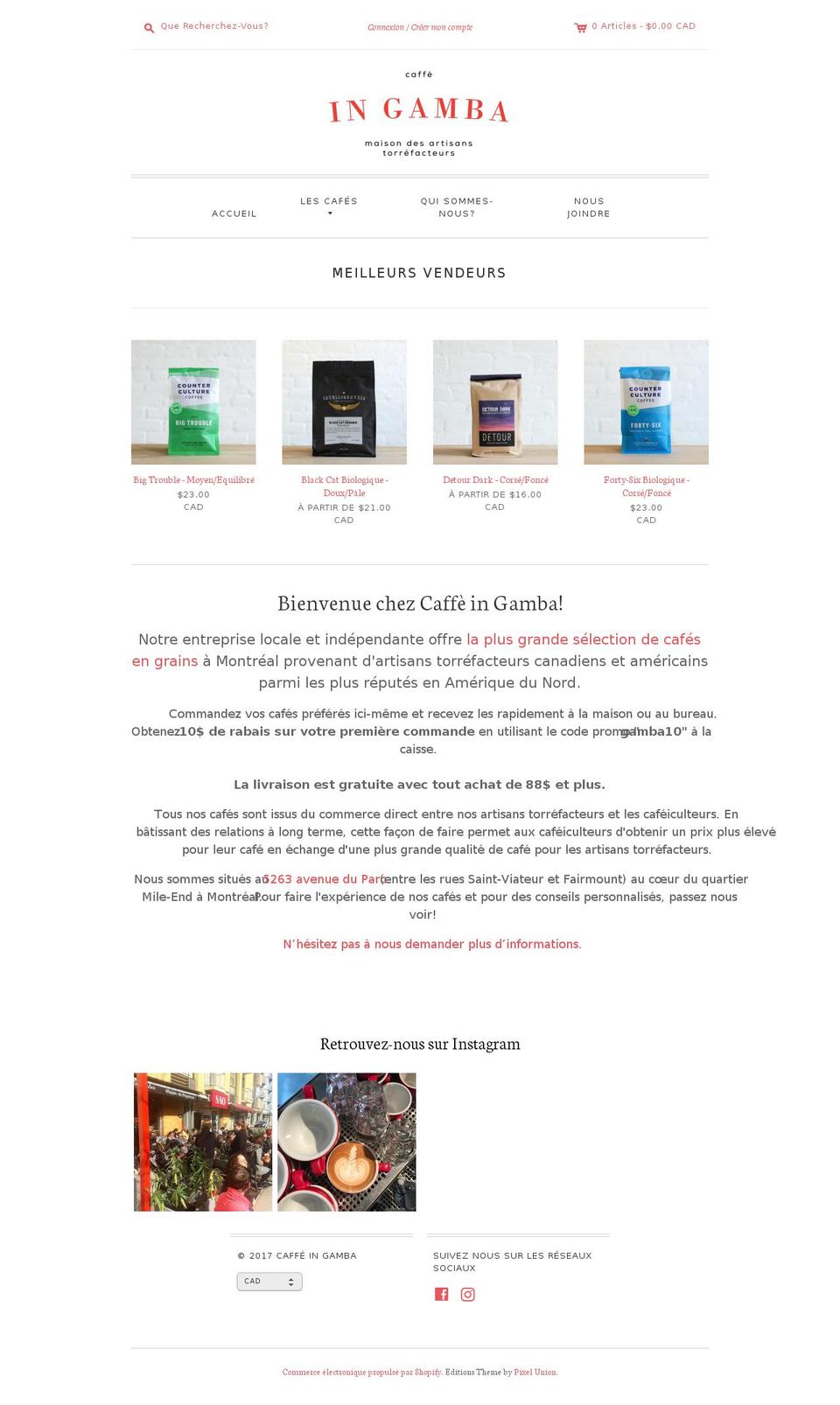 cafeingamba.com shopify website screenshot