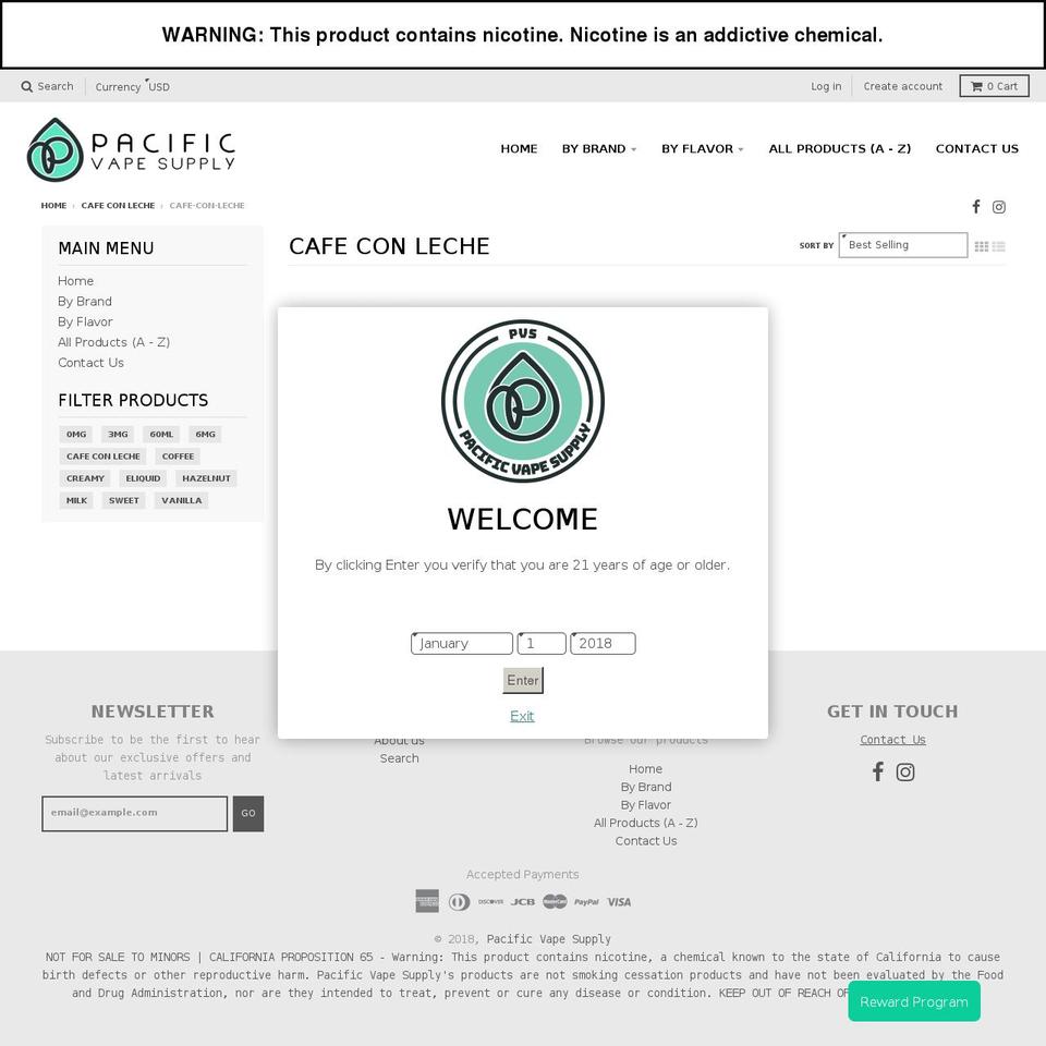 cafeliquids.com shopify website screenshot