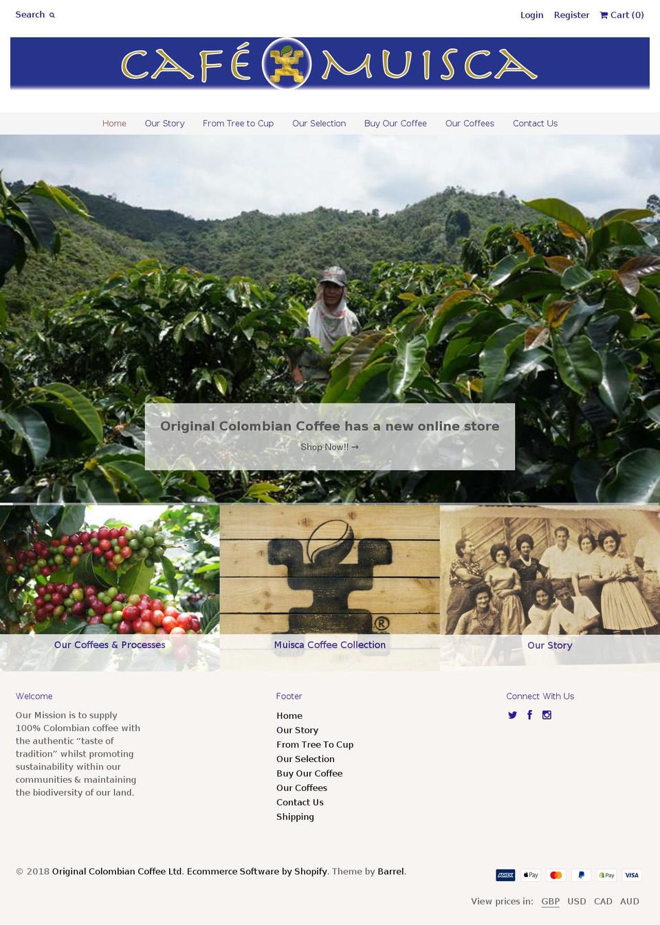 cafemuisca.com — Shopify storefront screenshot