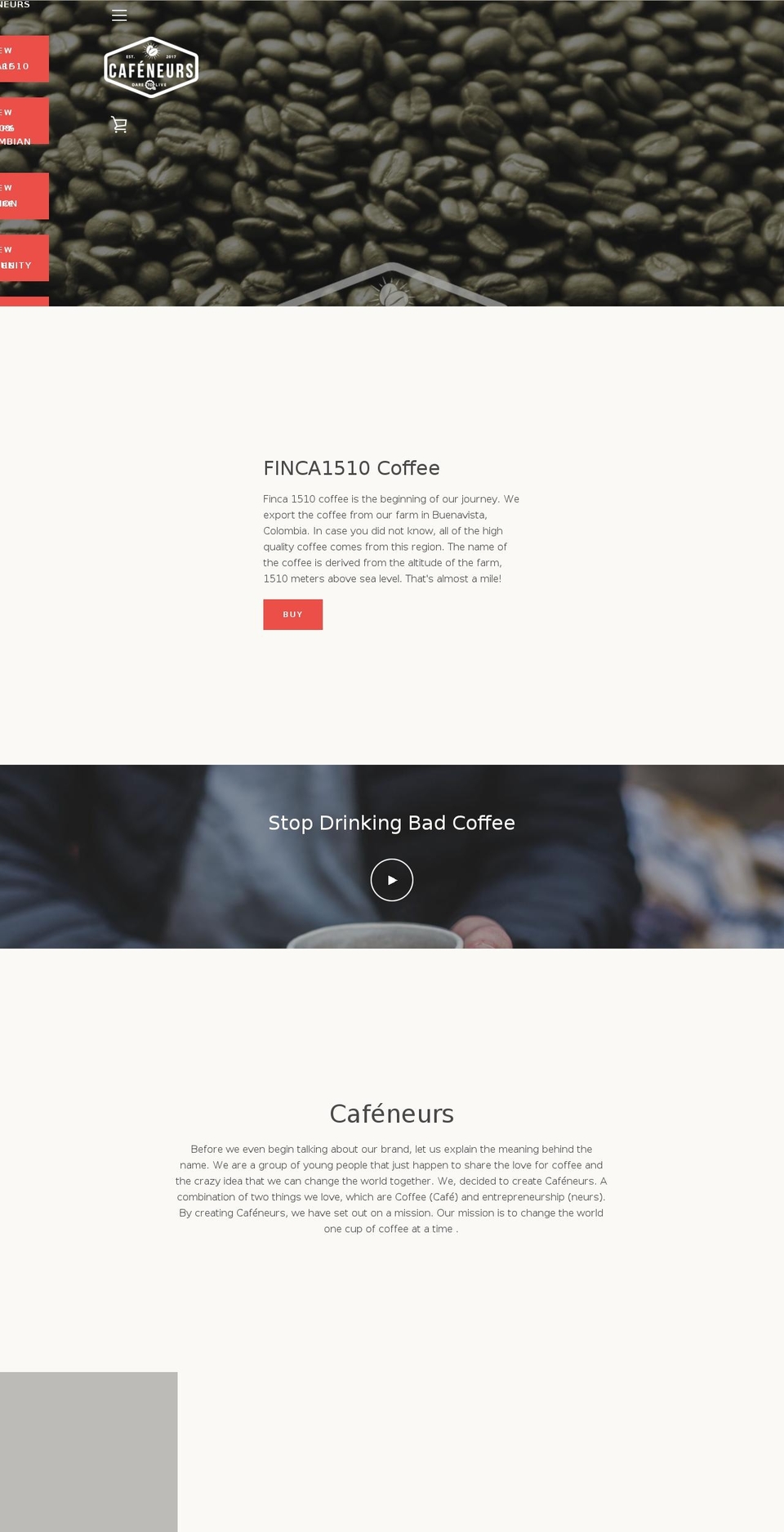 cafeneurs.com — Shopify storefront screenshot