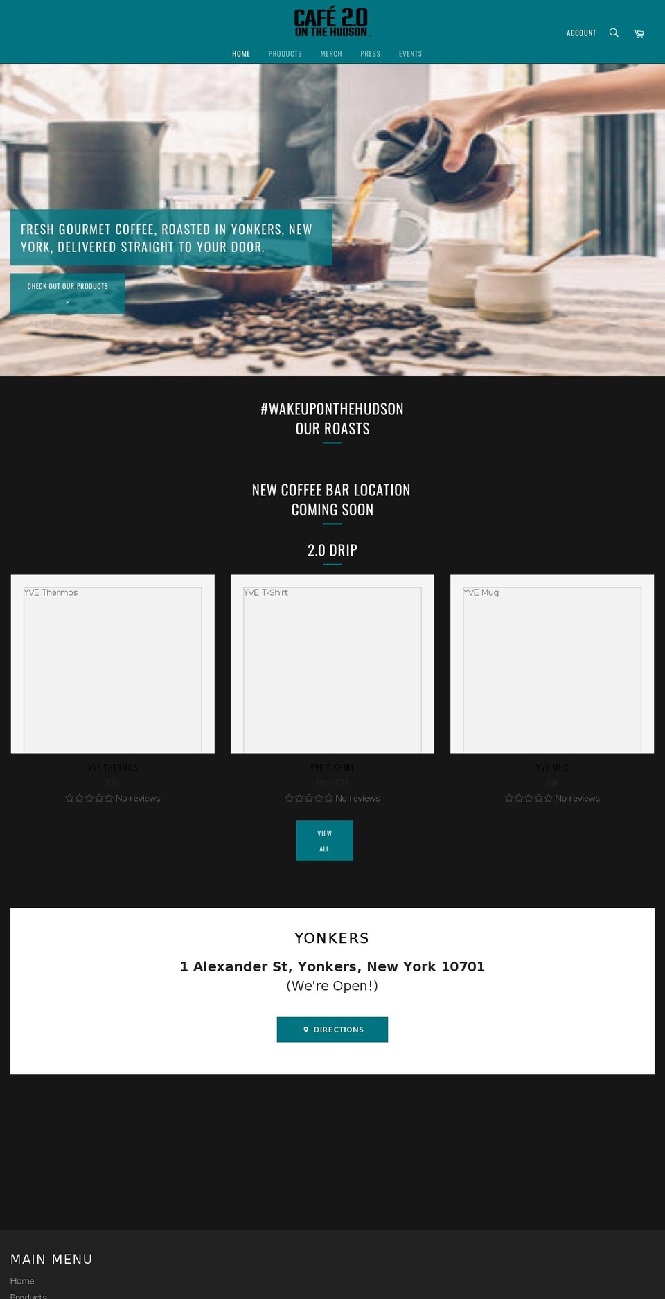 cafeonthehudson.com shopify website screenshot