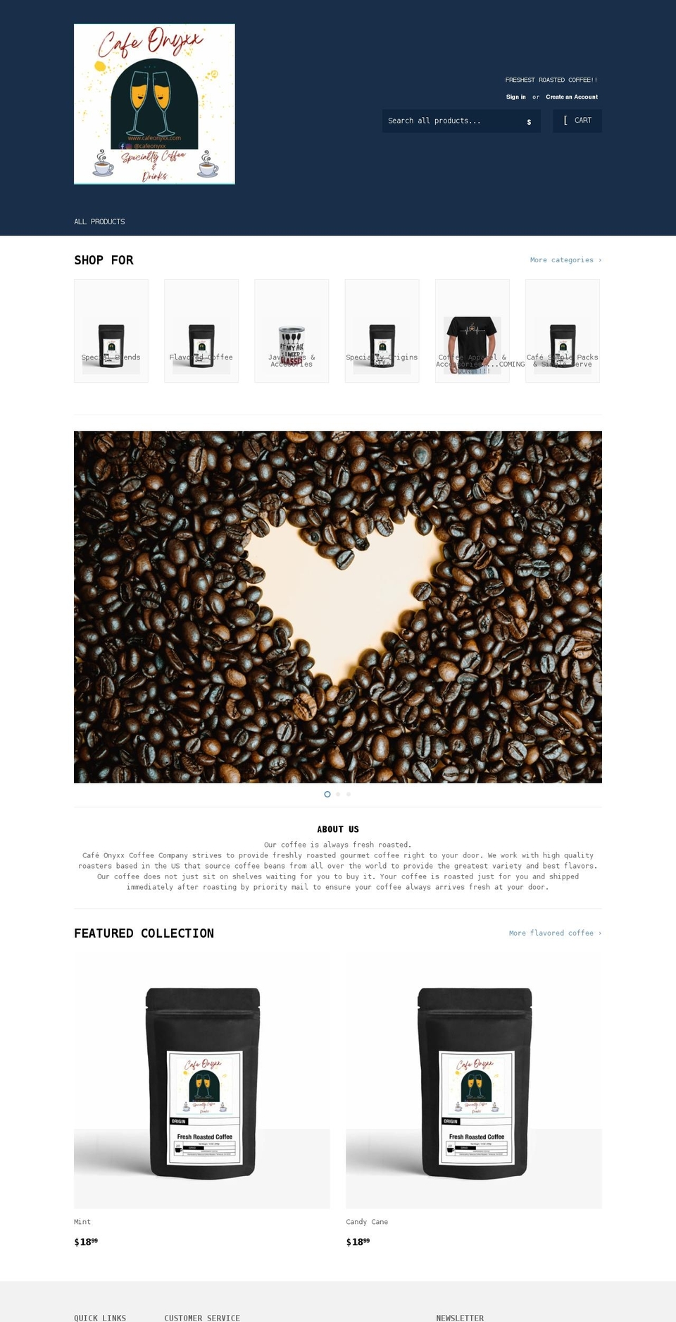 cafeonyxx.com shopify website screenshot