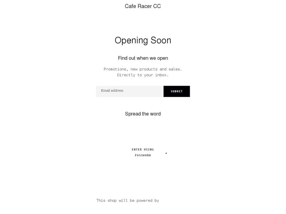 caferacercc.com shopify website screenshot