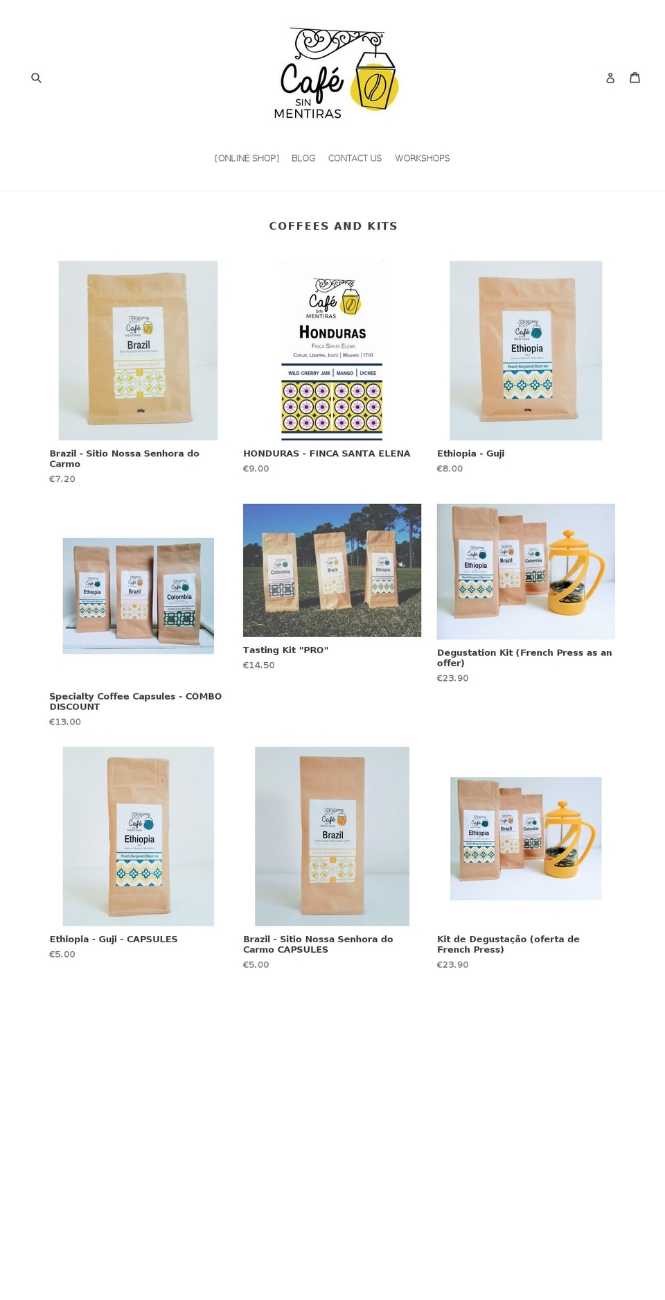 cafesinmentiras.com — Shopify storefront screenshot