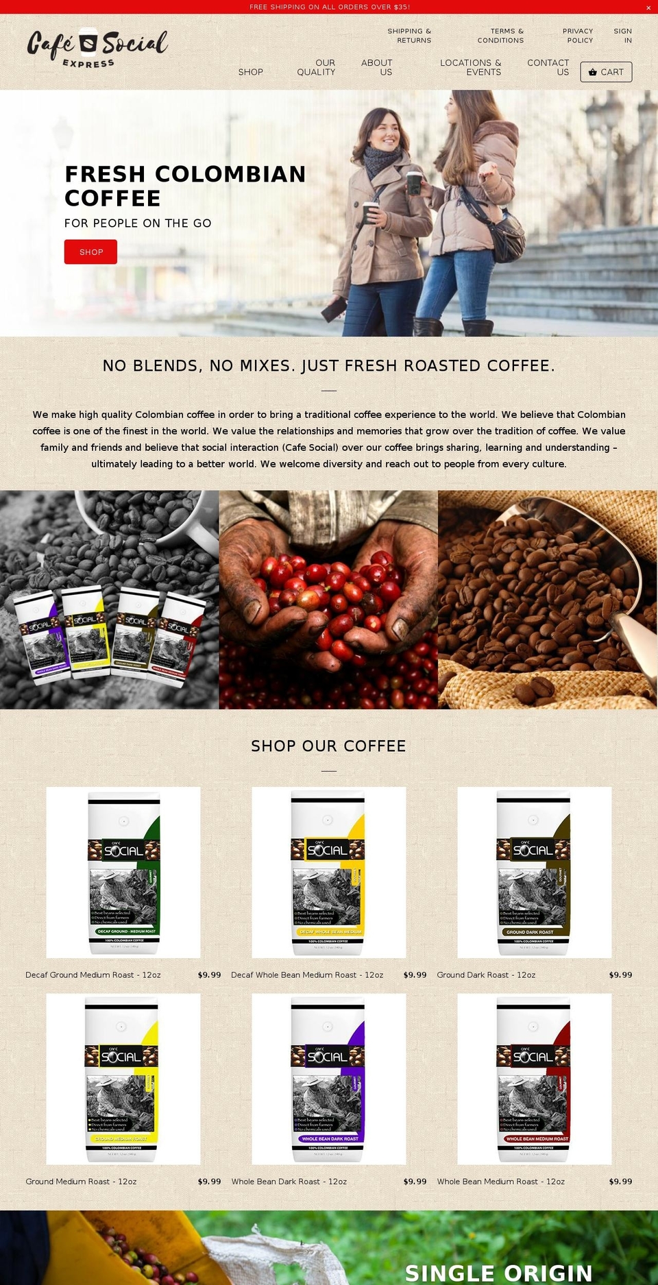 cafesocialexpress.com — Shopify storefront screenshot