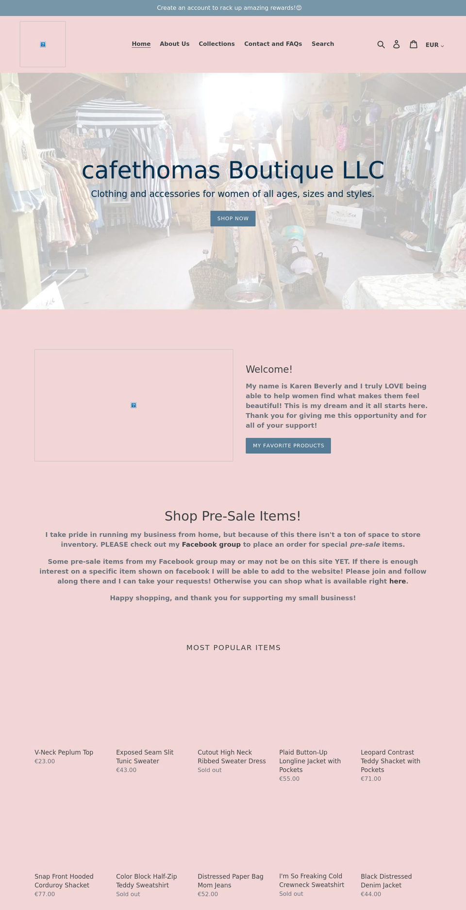 cafethomas.com shopify website screenshot