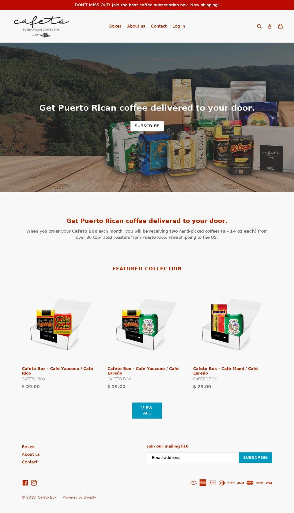 cafetobox.com — Shopify storefront screenshot