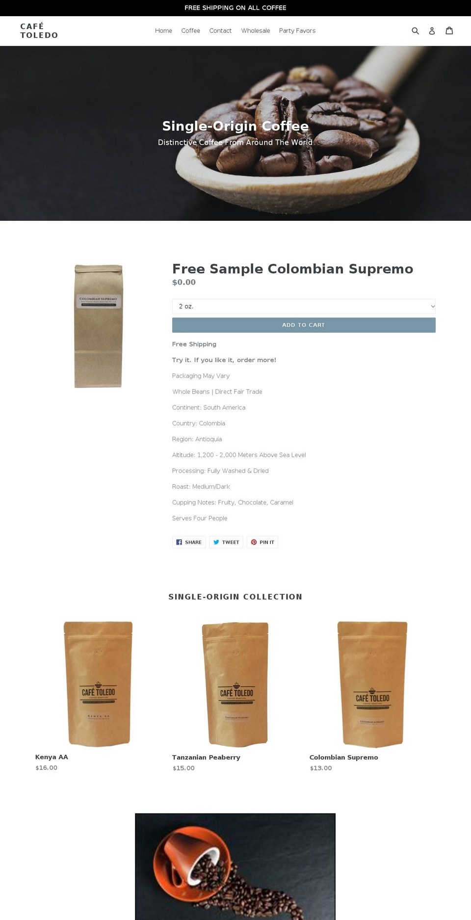cafetoledo.com — Shopify storefront screenshot