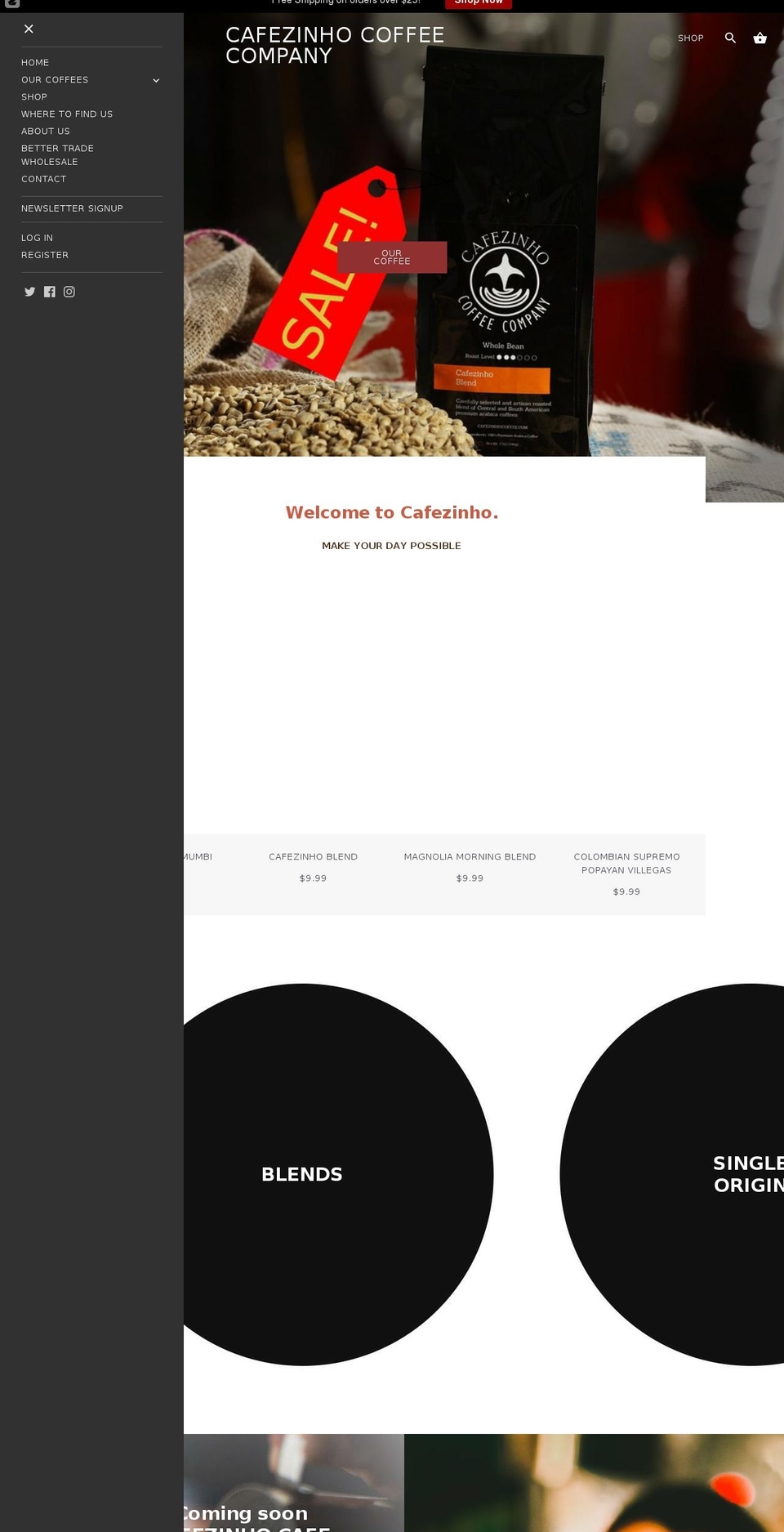 cafezinhocoffee.com — Shopify storefront screenshot