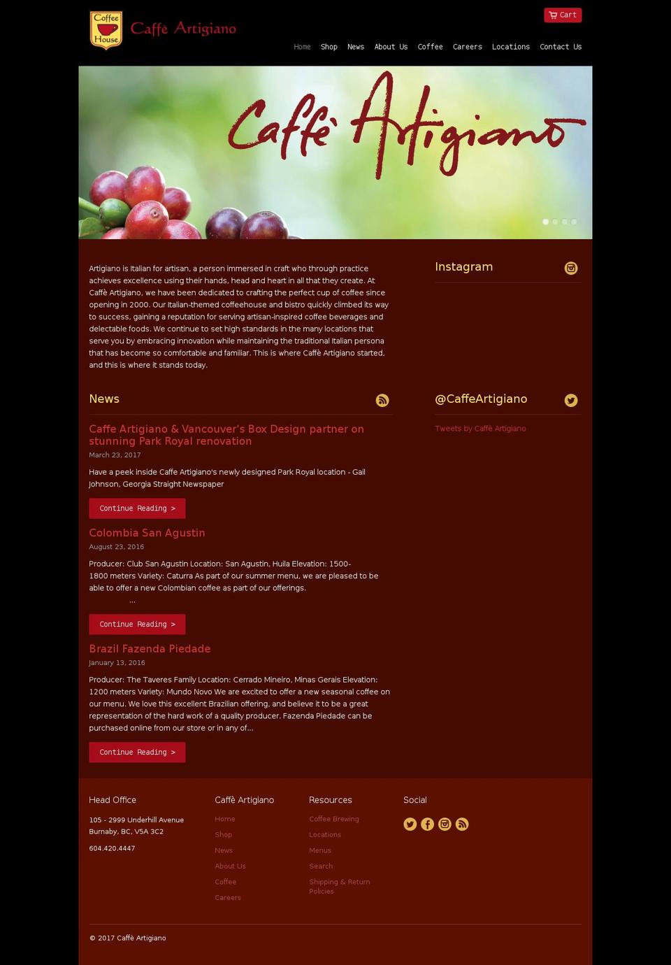 Galleria Shopify theme site example caffeartigiano.com