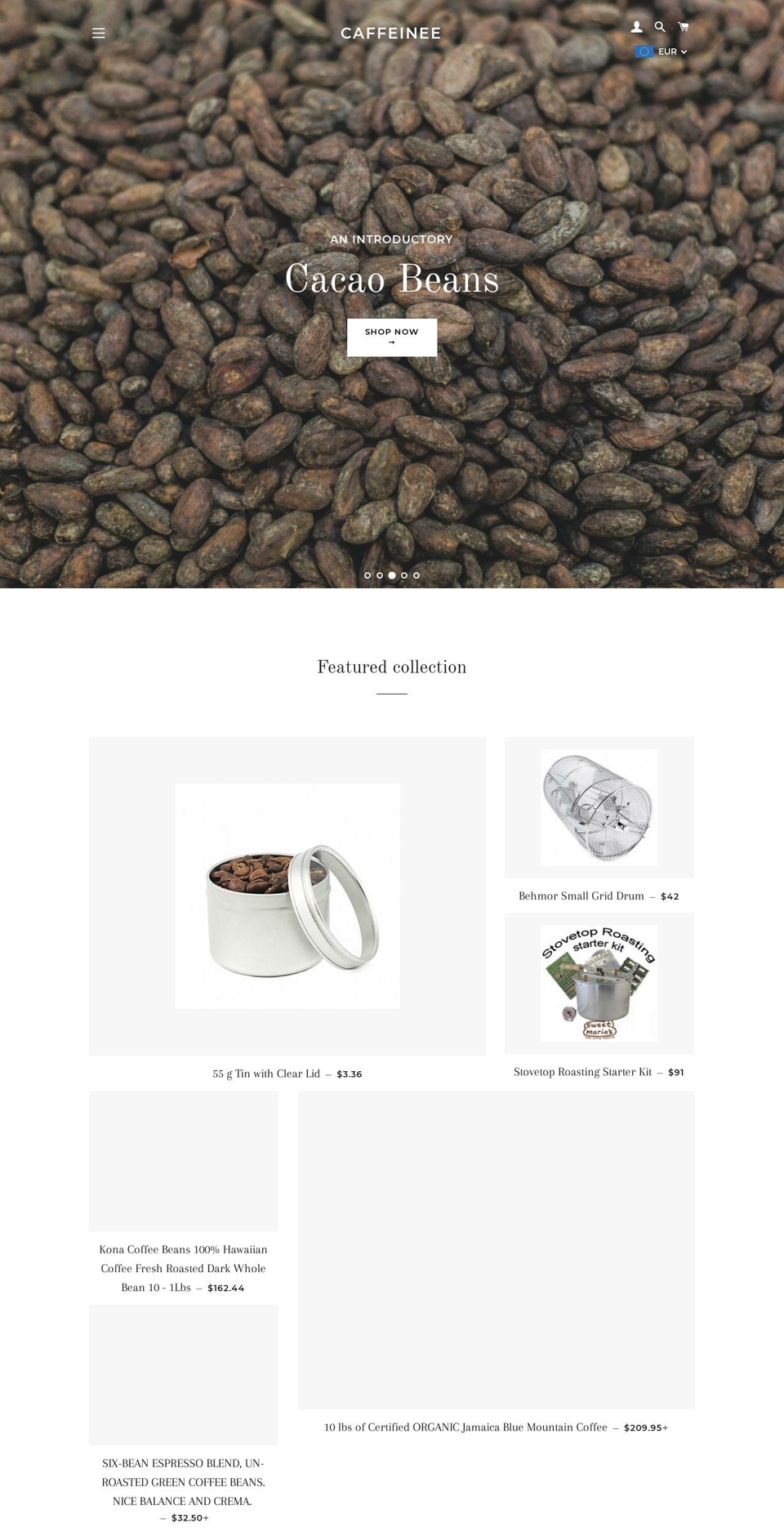 caffeinee.com — Shopify storefront screenshot