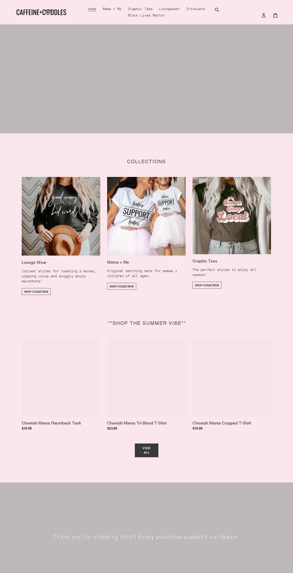 caffeinencuddles.com shopify website screenshot