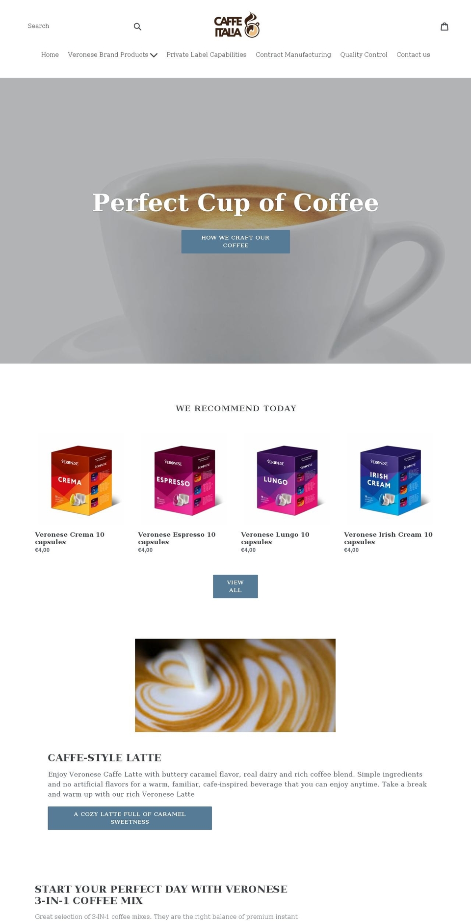caffeitaliagroup.com — Shopify storefront screenshot