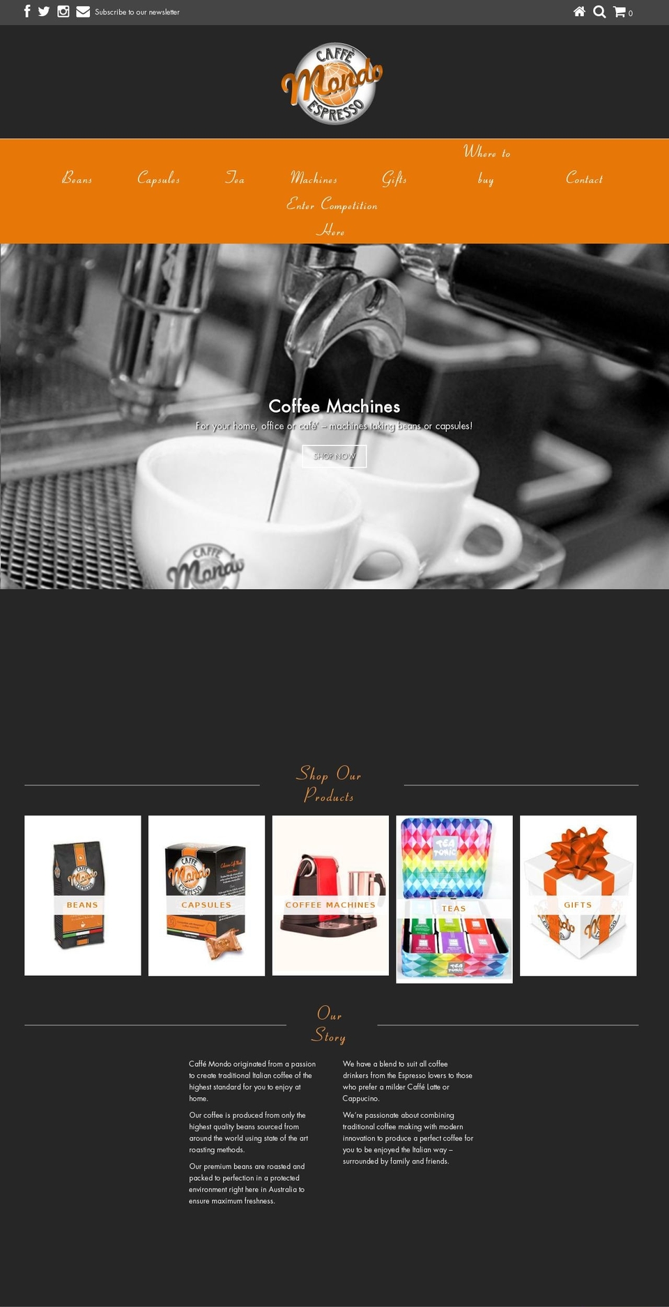 caffemondo.com.au shopify website screenshot