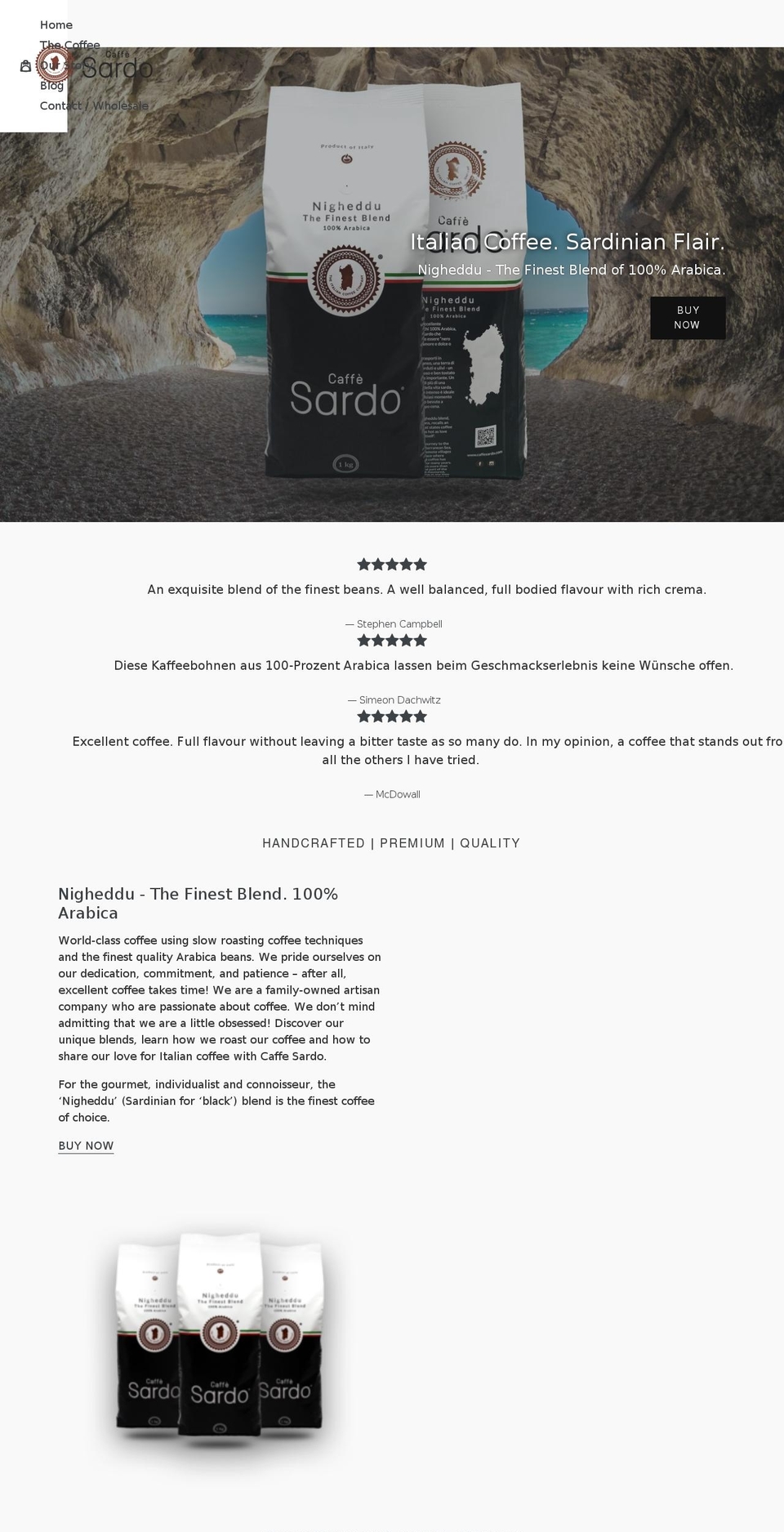 caffesardo.com — Shopify storefront screenshot