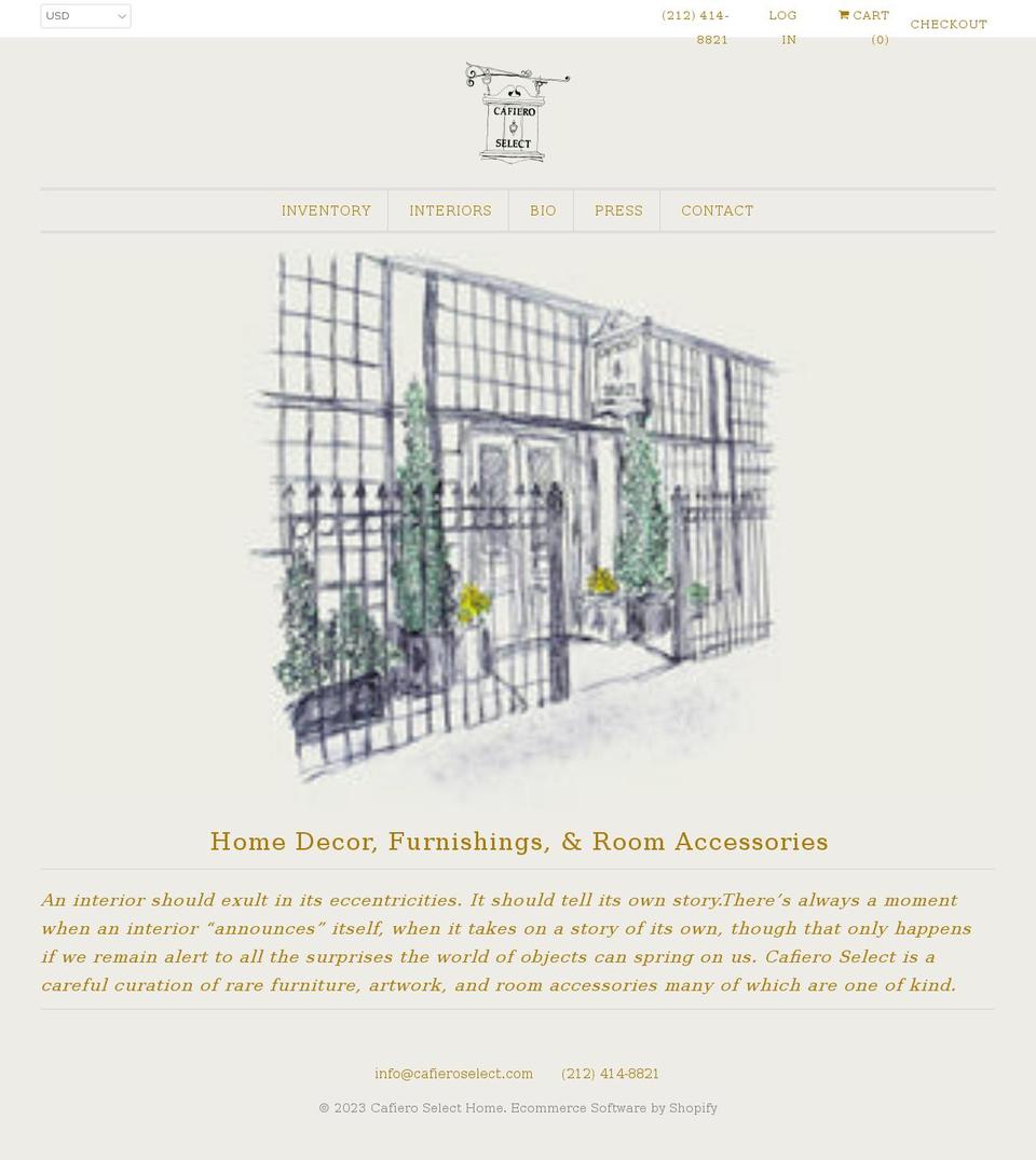 cafieroselect.com shopify website screenshot