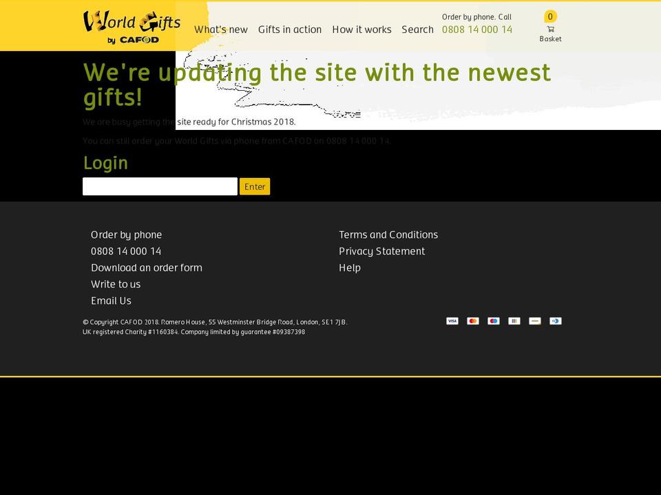 cafod.myshopify.com — Shopify storefront screenshot