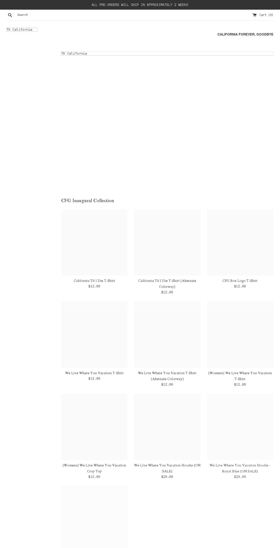 caforevergoodbye.com shopify website screenshot