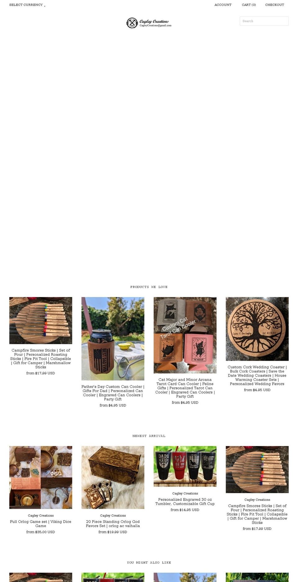 cagleycreations.com shopify website screenshot