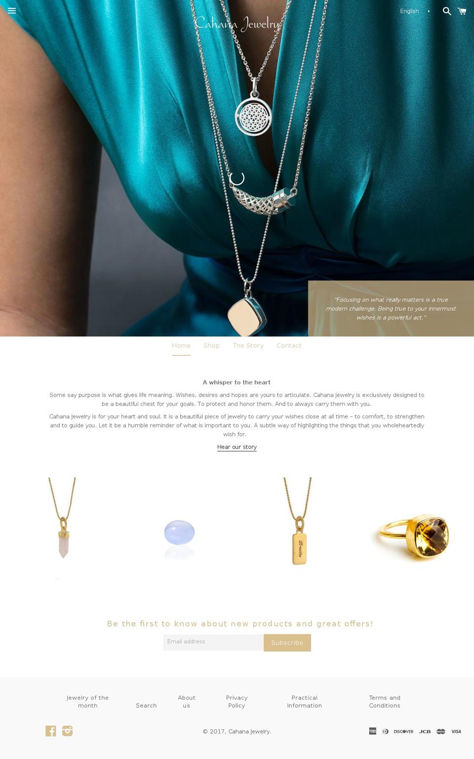 Cahana Jewelry by Satisphy Shopify theme site example cahanajewelry.com