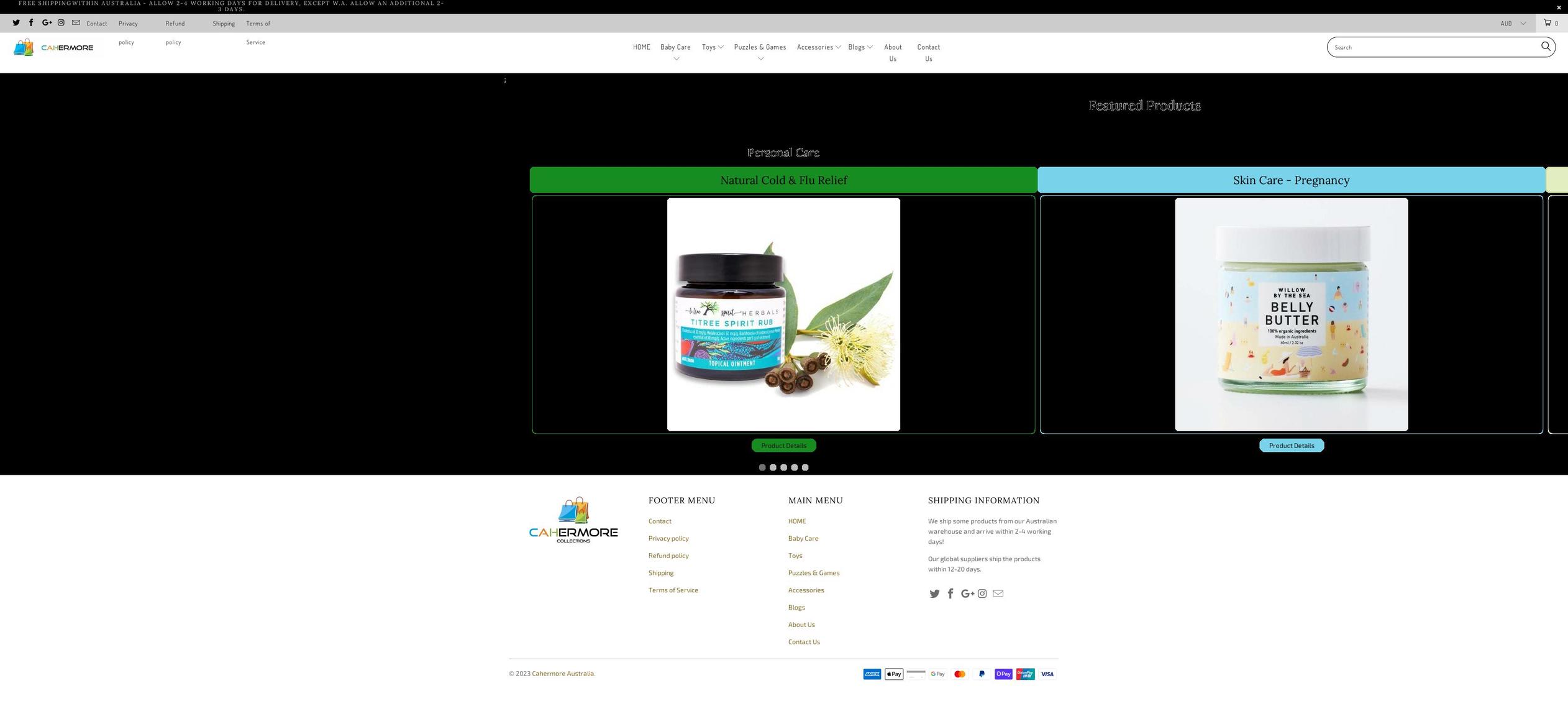 cahermore.com.au shopify website screenshot