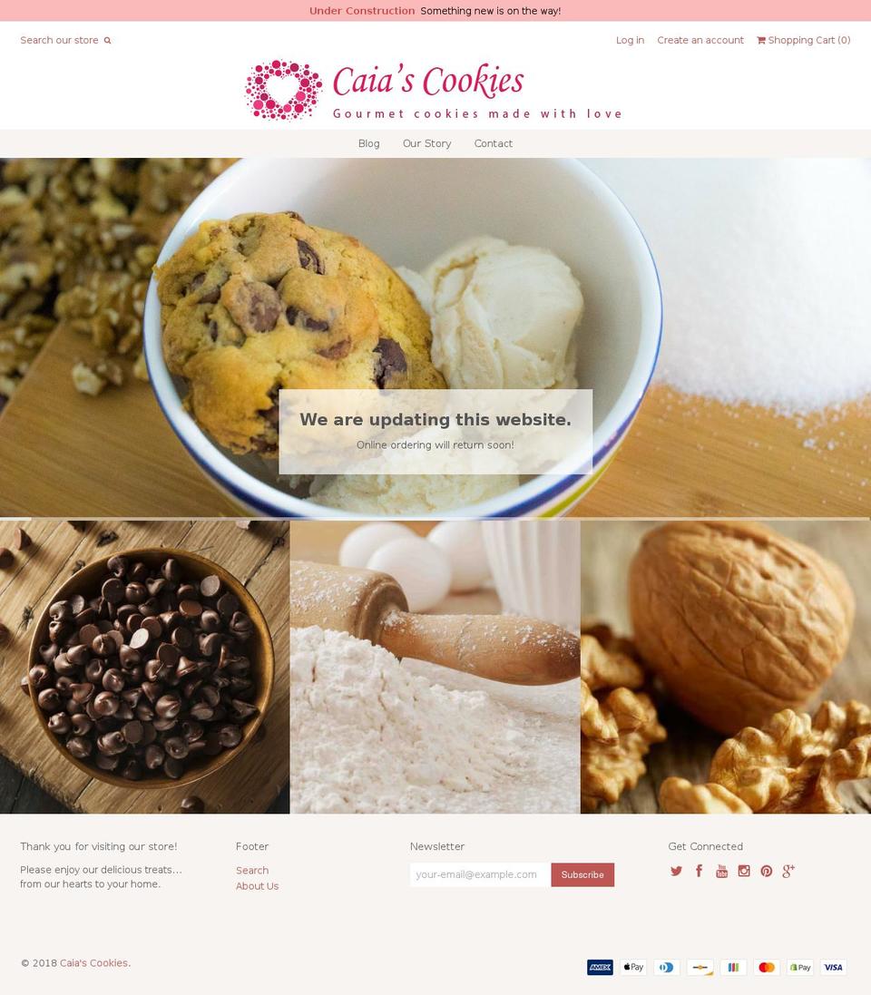 caiascookies.com shopify website screenshot