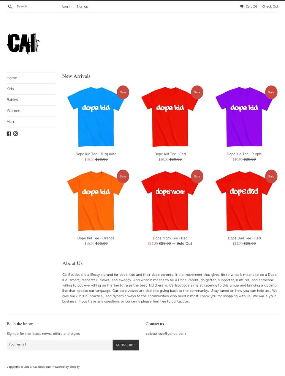 caiboutique.com — Shopify storefront screenshot