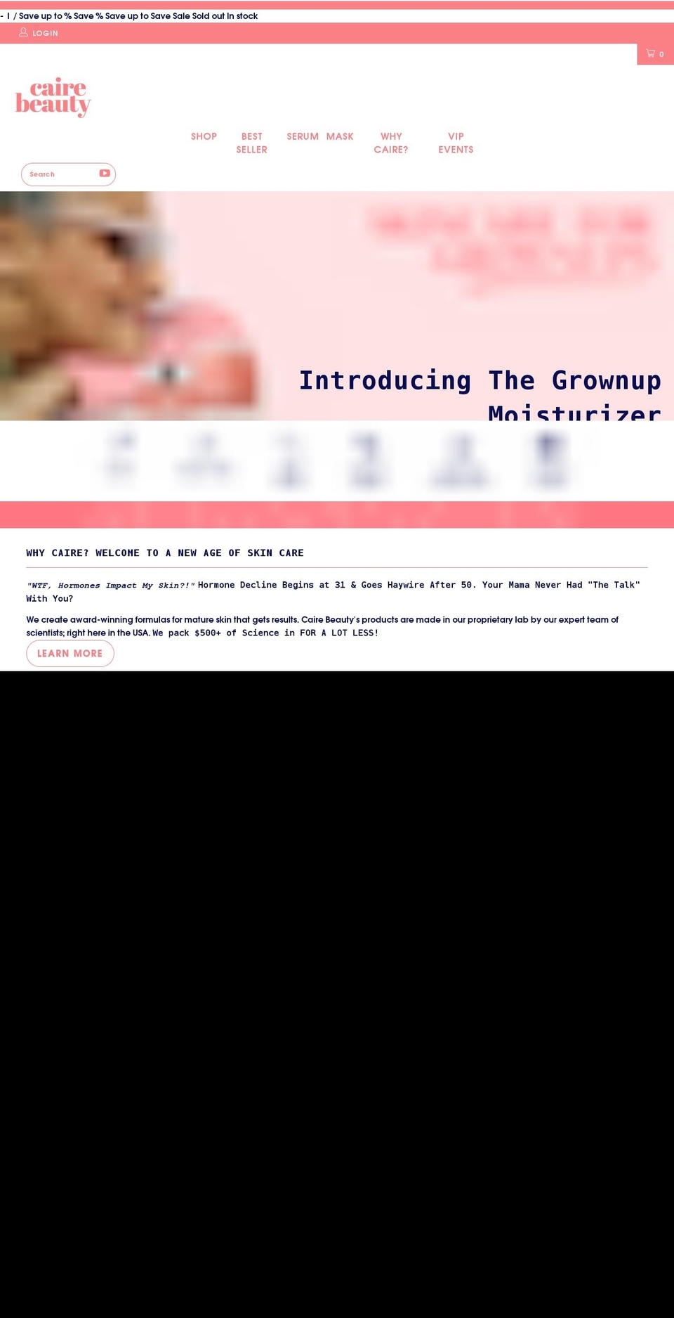 cairebeauty.com shopify website screenshot