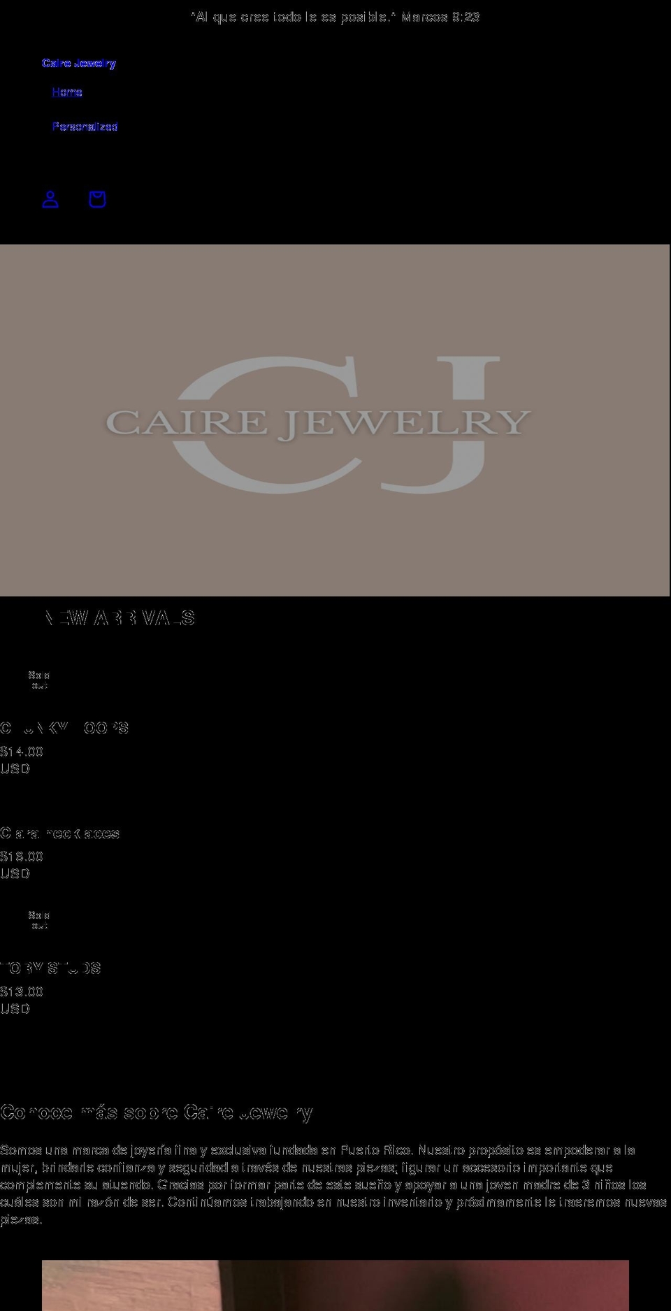 cairejewelry.com shopify website screenshot
