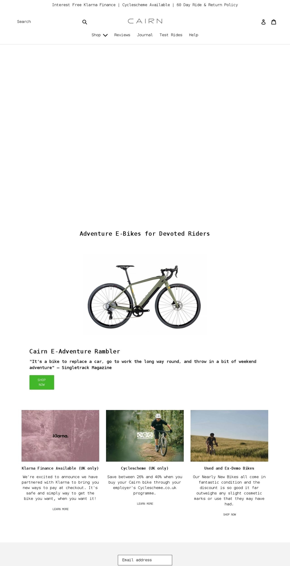 cairncycles.com shopify website screenshot