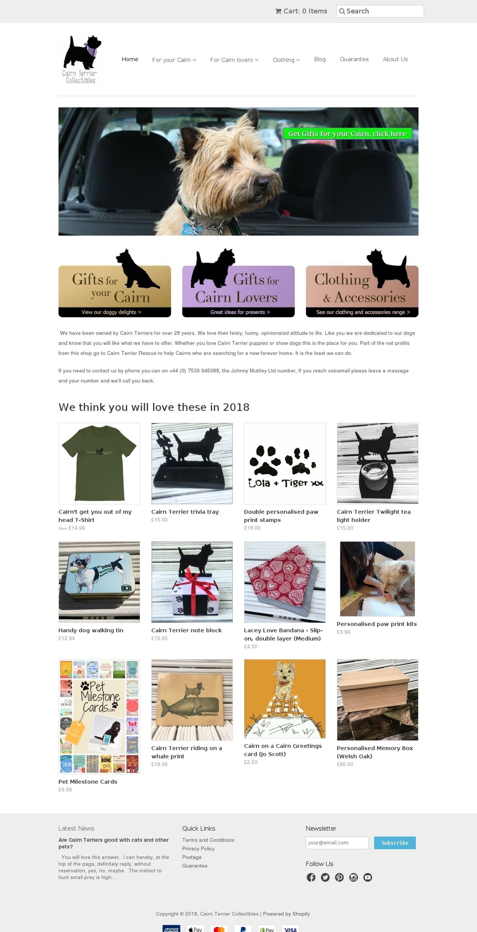 cairnterriercollectibles.com — Shopify storefront screenshot