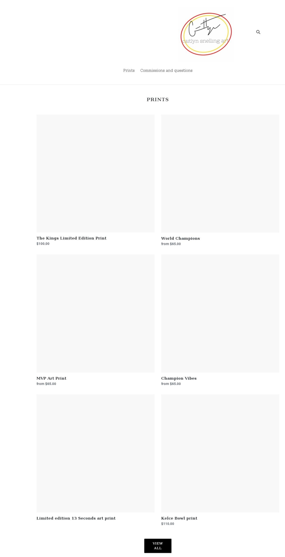 caitlynsnellingart.com shopify website screenshot
