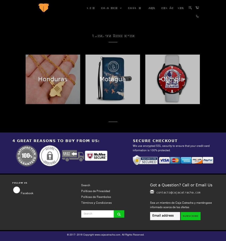 cajacatracha.com shopify website screenshot