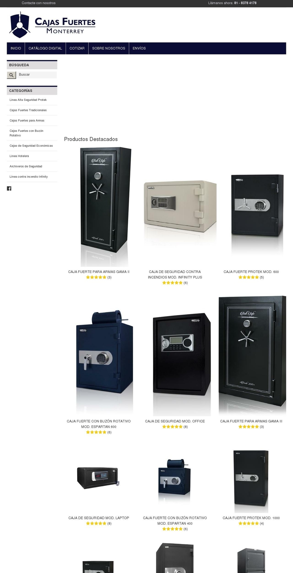 cajasfuertesnuevoleon.com — Shopify storefront screenshot