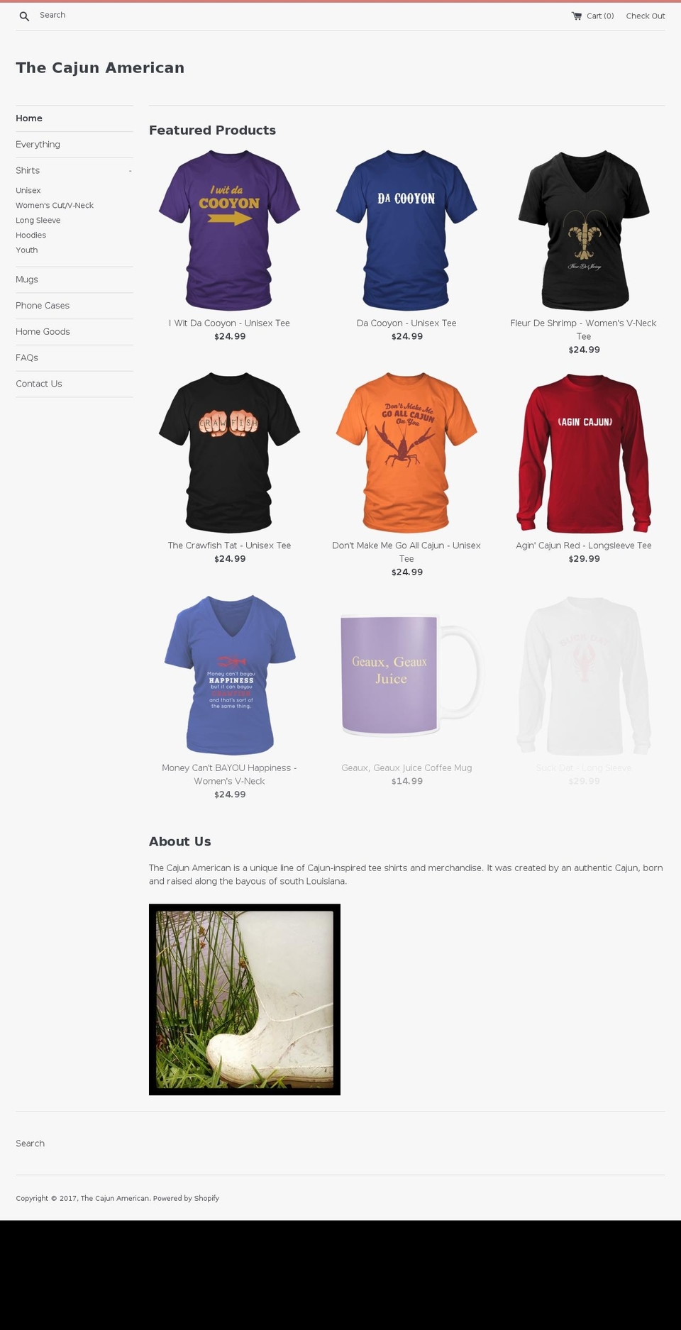 cajunamerican.com shopify website screenshot
