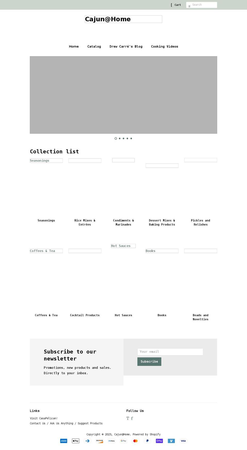 cajunathome.com shopify website screenshot